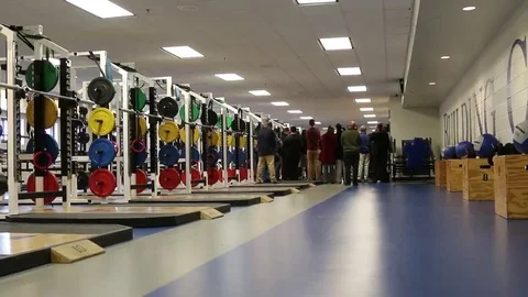 Prospective Clients and Students Standing in Weight Room Stock Footage 69229164