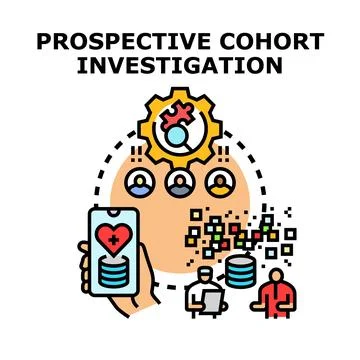 Prospective cohort investigation concept for data science research Stock Illustration