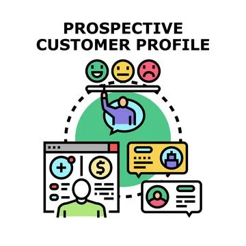 Prospective customer profile creating and analyzing data Stock Illustration
