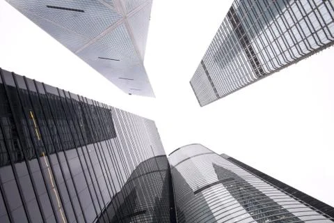 Prospective view to new modern building skyscrapers of business center Stock Photos