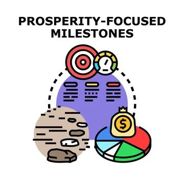 Prosperity focused milestones achieving financial business goals Stock Illustration
