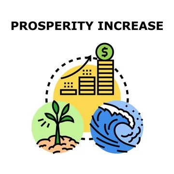 Prosperity increase concept with growing money stack Stock Illustration