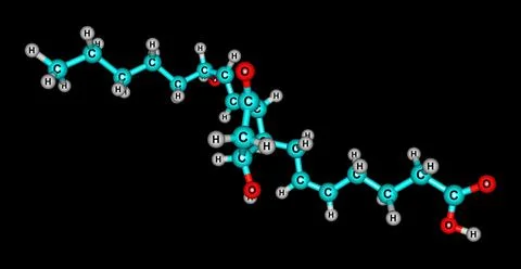 Prostaglandin D2 molecular structure isolated on black Stock Illustration
