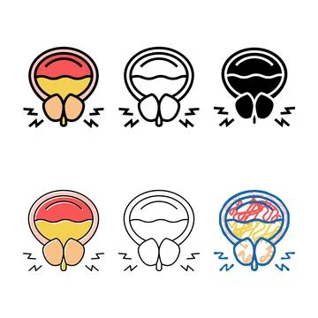Prostate blocking urine canal color icon variations vector Stock Illustration
