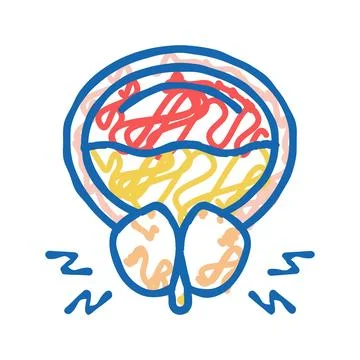 Prostate blocking urine canal icon doodle illustration Illustrazione stock