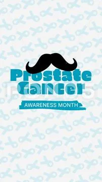 Prostate Cancer Awareness Month with Mustache and Ribbon Pattern. PSD Template