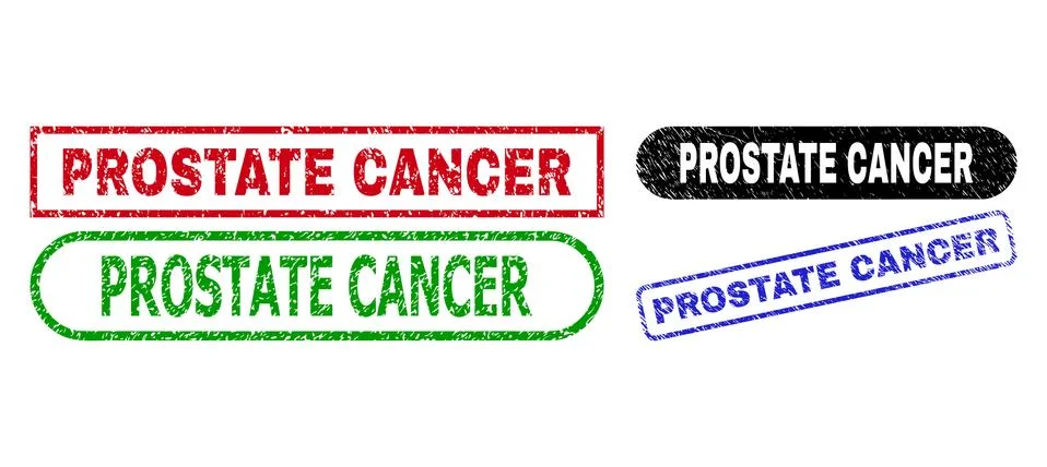 PROSTATE CANCER Rectangle Seals Using Corroded Style Illustrazione stock