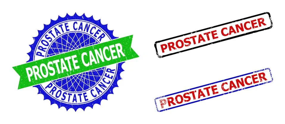 PROSTATE CANCER Rosette and Rectangle Bicolor Stamps with Scratched Styles Illustrazione stock