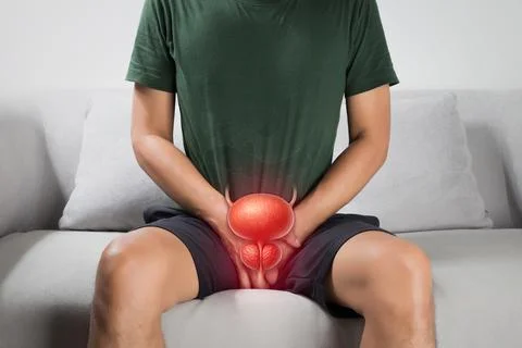 Prostate or urinary tract issue concept in men, health risk warning. Stock Photos