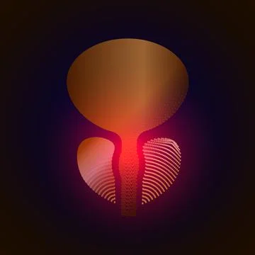 Prostate with a point of pain. Stylized transition from a real organ to an X- Stock Illustration