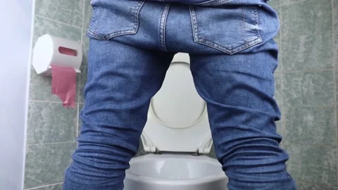 Prostatitis concept. Rear view of a man, hard to pee. Difficulty urinating with  Stock Footage 211700726