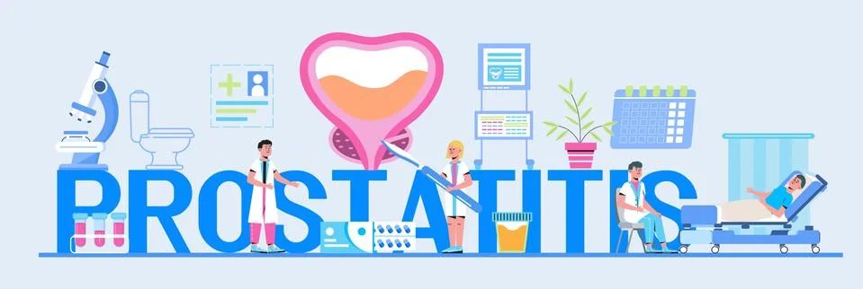 Prostatitis concept vector for medical website, blog, app, header. Treatment  Stock Illustration