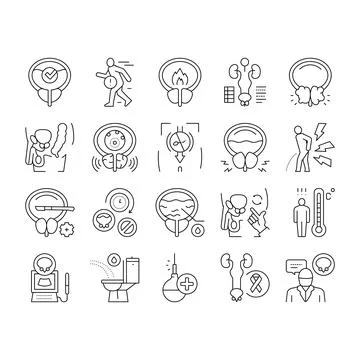 Prostatitis Disease Collection Icons Set Vector . Stock Illustration