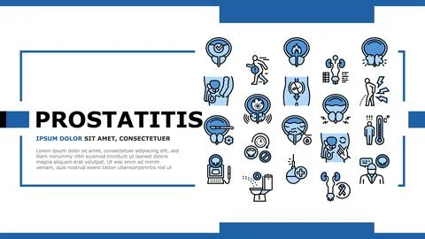Prostatitis Disease Landing Header Vector Stock Illustration