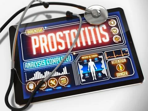 Prostatitis on the Display of Medical Tablet Stock Illustration