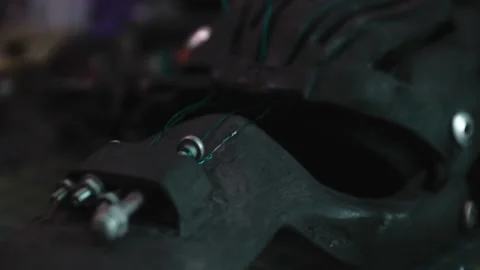 Prosthesis for hands. Assembly of a prosthetic hand in the garage Stock Footage 171884106