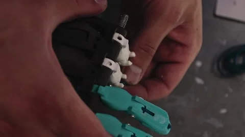 Prosthesis for hands. Assembly of a prosthetic hand in the garage Stock Footage 171884297