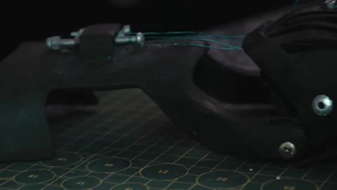 Prosthesis for hands. Assembly of a prosthetic hand in the garage Stock Footage 171884324