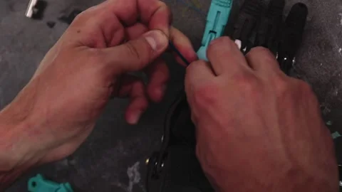 Prosthesis for hands. Assembly of a prosthetic hand in the garage Stock Footage 171884949