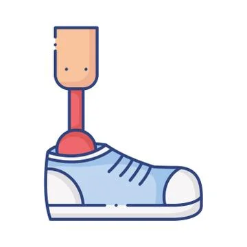 Prosthesis of leg with shoe flat style icon Stockillustratie
