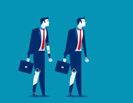 Prosthesis. Person with robotic legs and arm. Concept business technology vec Stock Illustration