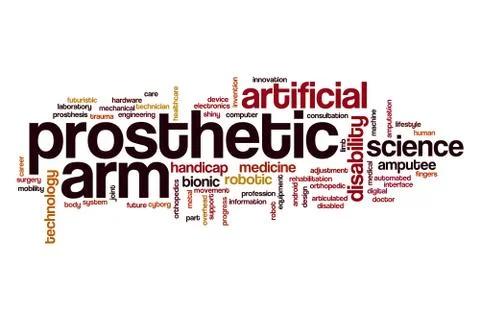 Prosthetic arm word cloud 스톡 일러스트