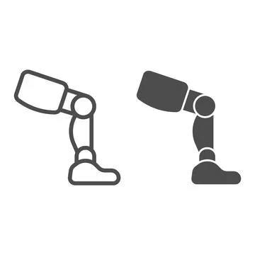 Prosthetic leg line and solid icon, limb prosthetics concept, prosthesis leg 스톡 일러스트