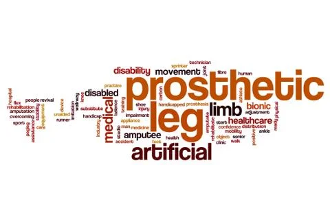 Prosthetic leg word cloud Illustrazione stock