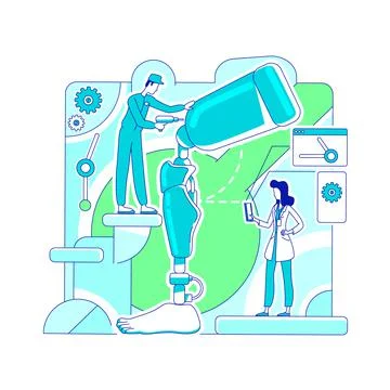 Prosthetics laboratory thin line concept vector illustration Illustrazione stock
