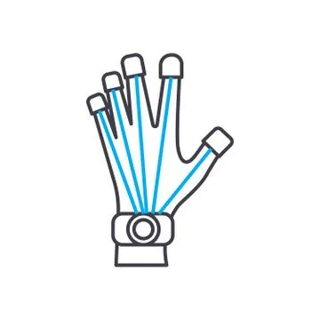 Prosthetics technology linear icon concept. Prosthetics technology line vector Stock Illustration