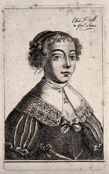A prostitute with her name and charges. Etching by Wenzel Hollar. Stock Illustration