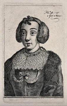 A prostitute with her name and charges. Etchings by Wenzel Hollar. Stock Illustration