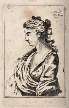 A prostitute with her name and charges. Etching by a follower of Wenceslaus.. Stock Illustration