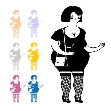Prostitute icon. Hooker in flat style. Set colored woman Stock Illustration