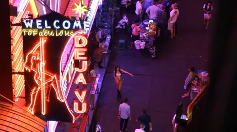 Prostitute red light district Bangkok Stock Footage 46385643