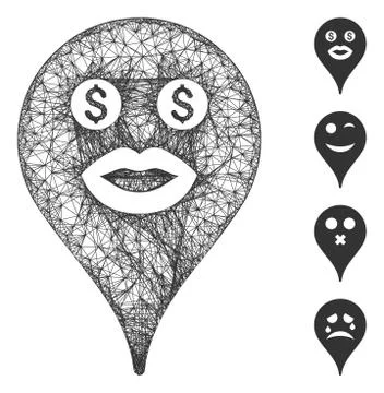 Prostitute Smiley Map Marker Web Vector Mesh Illustration Ilustración de archivo