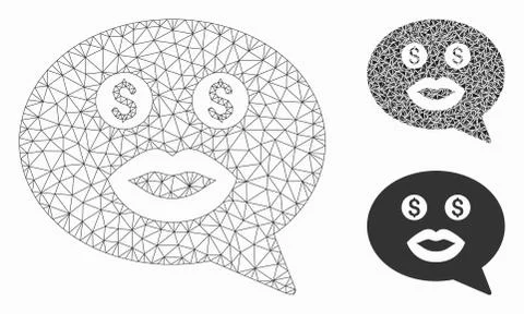 Prostitute Smiley Message Vector Mesh 2D Model and Triangle Mosaic Icon Stock Illustration
