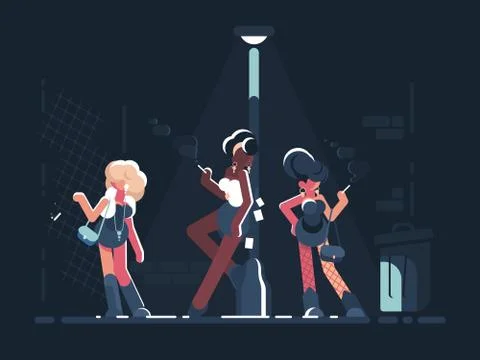 Prostitutes at work Stock Illustration