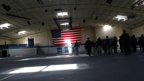 Prostpective Students and Parents Walking in Gymnasium Stock Footage 69228602