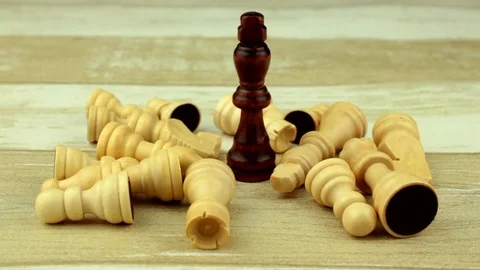Prostrate chess and black king Stock Footage 78531703
