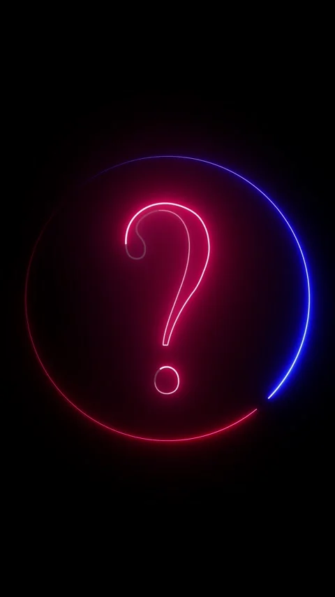 Prostrate glowing animated question mark with neon light effects and motion.. Stock Footage 293780966