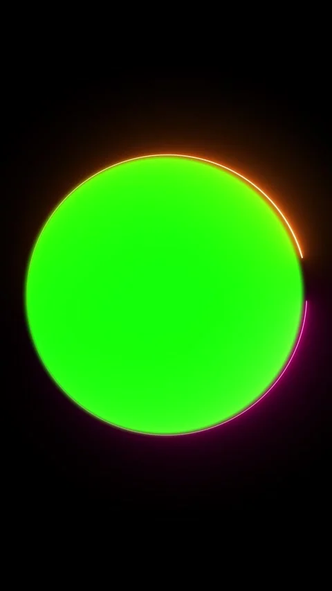 Prostrate glowing neon light green round shape animation video for mobile Stock Footage 293776528