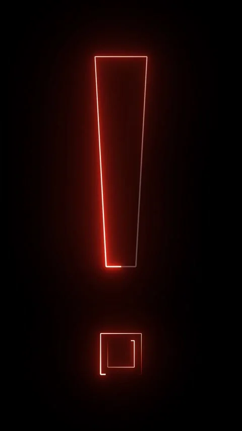 Prostrate neon light glowing exclamation sign animation video for vertical .. Stock Footage 293780619