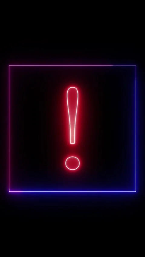 Prostrate neon light glowing exclamation sign animation video for mobile vi.. Stock Footage 293780636