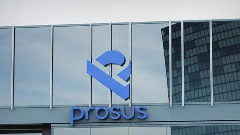 Prosus Stock data presented on the logo of the office facade editorial Stock Photos