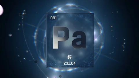 Protactinium as Element 91 of the Periodic Table 3D illustration on blue Video stock 126453234