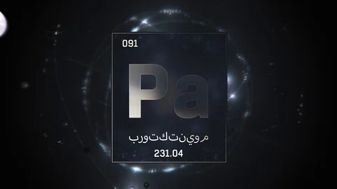 Protactinium as Element 91 of the Periodic Table 3D illustration on silver 스톡 동영상 128778874