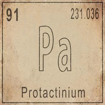 Protactinium Element Card from Periodic Table on Vintage Old Paper Stock Illustration