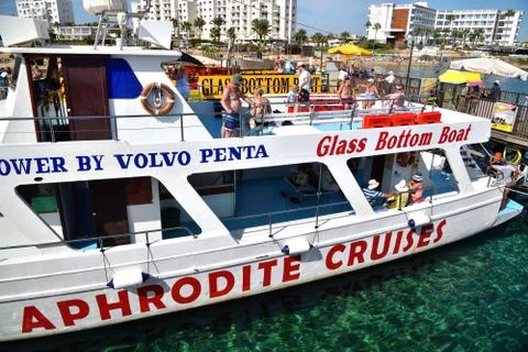 Protaras, Cyprus - Oct 10. 2019. Aphrodite Cruise -Sightseeing ship with Stock Photos