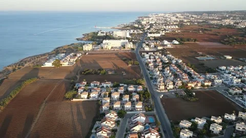 Protaras. Evening coast of Cyprus. Resort town in eastern Cyprus. Video stock 202021262